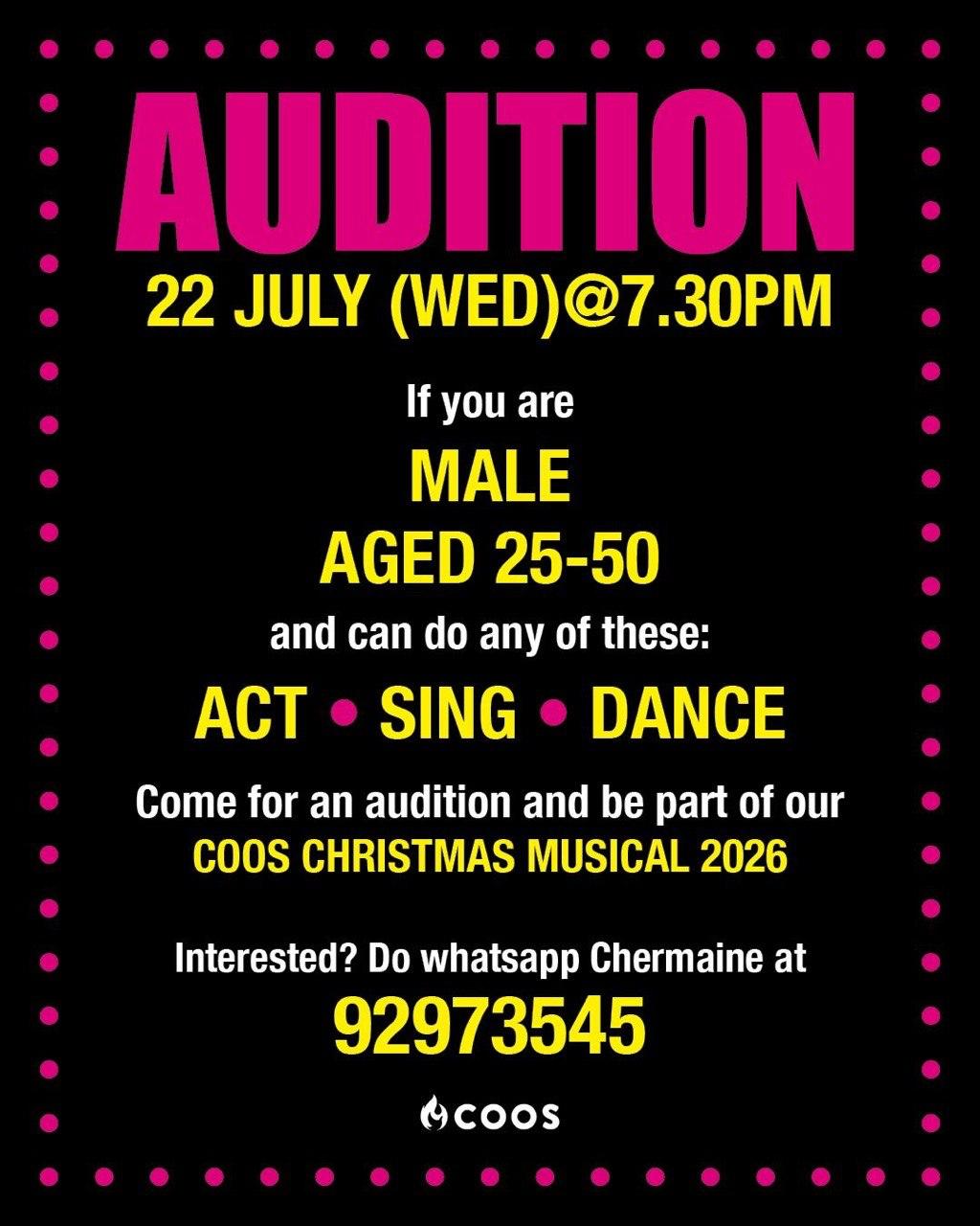 COOS Christmas 2026 Drama Auditions