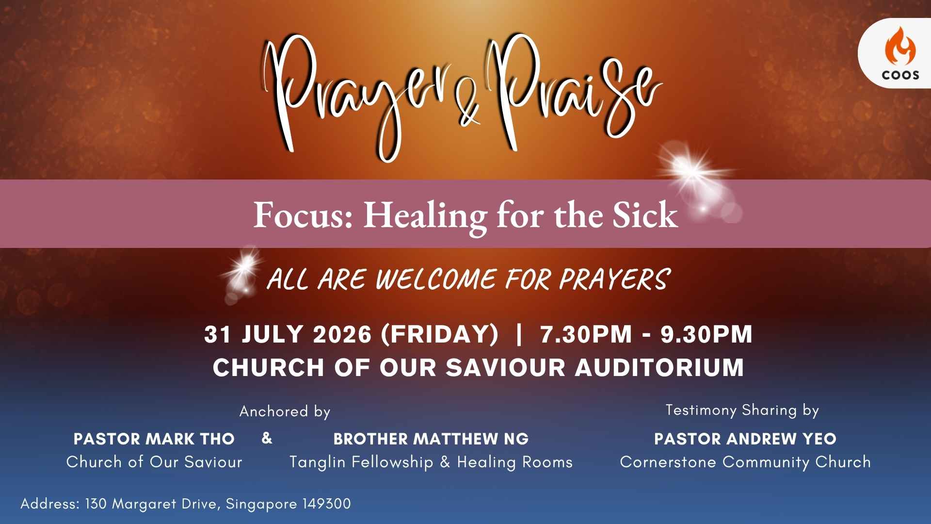 Prayer & Praise 31 Jul 2026 - Healing Service