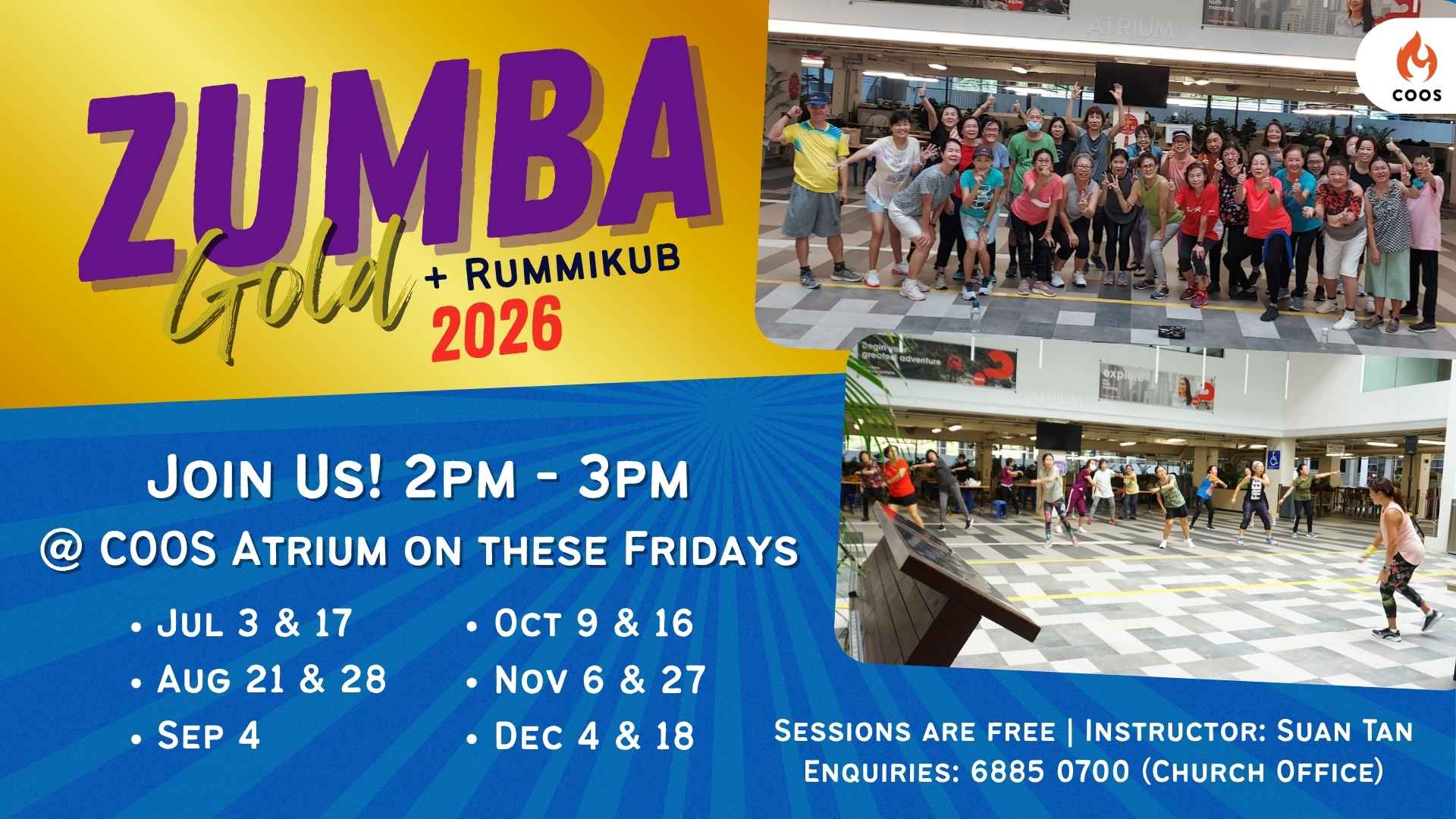 COOS Zumba Gold Jul-Dec 2026 Dates
